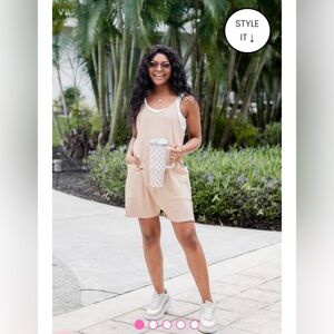 Pink Lily Cream Romper